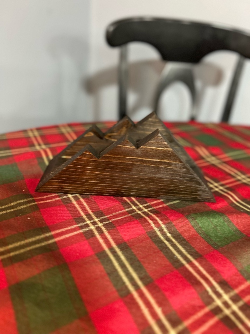 Hand Crafted Dark Brown Wooden Mountain Napkin Holder